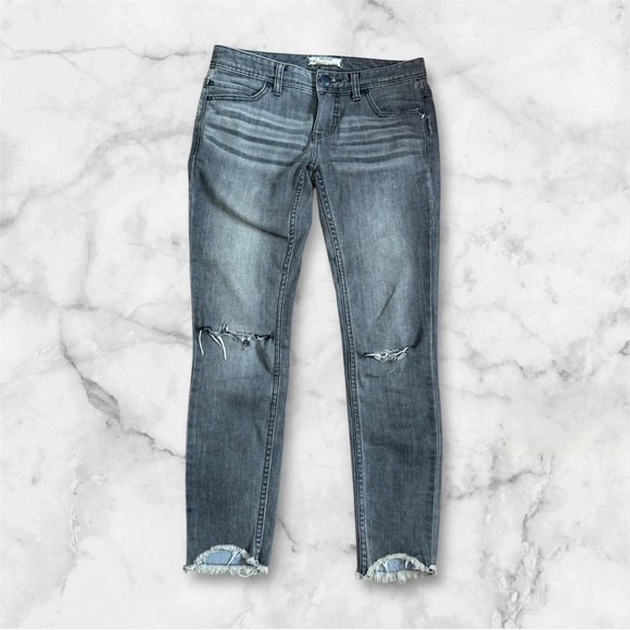 Free People Blue Skinny Jeans with Distressed Details - Picture 1 of 10